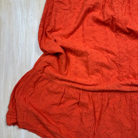 Vanessa Zani New Made In Italy Orange Cotton Eyelet Midi Casual Dress Medium - Picture 4 of 12